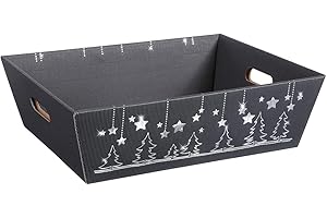 Weinkarton24.com 10er Geschenkkorb 'Weihnachtsglanz' - Anthrazit, Rechteckig, Grau, Woven, Metallic-Effektlackierung, Doppelt verstärkte Wandungen