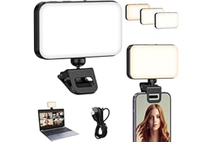 CAMOLO Video Conference Light, Video Light with Clip 3 Light Modes, 1000mAh Rotating Selfie Light for Mobile Phone/Laptop/Monitor, for Zoom, Live Streaming, Selfies, Video Conference, Makeup