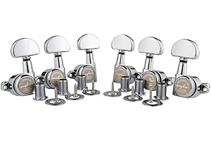 Guyker 6Pcs Guitar Locking Tuners (3L + 3R Handed) – 1:21 Lock String Tuning Key Pegs Machine Heads with Half-Circle Handle Replacement for LP SG Style Electric, Folk or Acoustic Guitars – Chrome