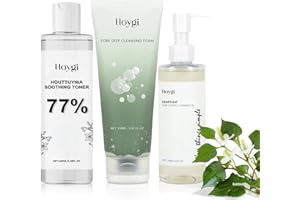 DONGCILL Mousse nettoyante visage Heartleaf 150 ml, tonique apaisant Heartleaf 77% 100 ml, huile nettoyante pores 100 ml, nettoyant visage Heartleaf à la quercétine, tonique réducteur de pores