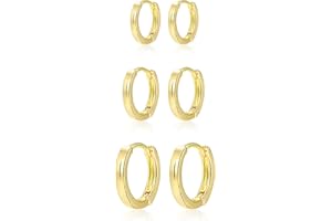 KISSPAT Gold Silber Creolen Set für Damen, Sterling Silber 925 Kleine Gold Creolen Ohrringe, Hypoallergen Leichte Knorpel Creolen Ohrringe Gold für Mehrere Ohrlöcher