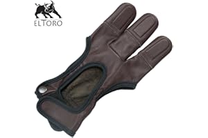 ‎ELTORO elToro Archery Schießhandschuh Chestnut aus weichem Leder – atmungsaktiver 3-Finger-Handschuh für Bogenschießen – doppelt verstärkte Fingerkuppen, Klettverschluss & Druckknopf – Größen XS–XL
