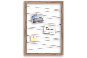 CLAMARO 'Collage Flex' Fotohalter 55x75 cm | Eiche Catania | Bilderrahmen Fotorahmen Collage mit Gummibändern und Foto Holzklammern | Ideal als Galerie für Fotos oder Postkarten