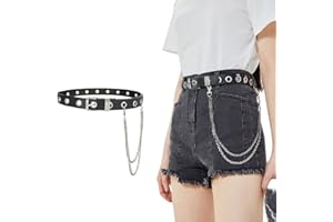 Deer Platz Moda Donna Cintura Nera Rivetti, Cintura Vintage con Borchie in Pelle per Donna, Cintura Da Donna, Cintura in Pelle PU Nera, Cintura in Pelle con Fibbia Quadrata, per Vestito, Tuta