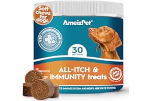 AmeizPet All Itch And Immunity Treats For Dogs, Itchy Dog Skin Relief Digestive Immunity And Coat Chew Treats,Perfect for Itching Skin And Immune Support, 30 Soft Dog Treats, 67.5g (2.3 Oz)