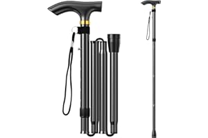 Maxentico Gehstock Herren(Schwarz), Folding Damen Spazierstock Gehhilfen Walking Stick, Gehhilfe Stock für Senioren Erwachsene Mit Clever Cane, teleskop Klappbar Faltbare Gehstöcke Reisestock