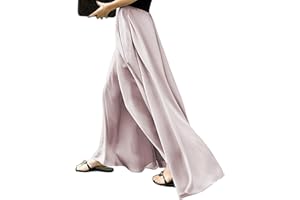 MGizo DtiSpectrum Pantaloni Larghi in Raso da Donna - Pantaloni Palazzo Fluidi con Orlo Extra Largo, Pantaloni Lunghi e Larghi in Chiffon a Vita Alta per Donna, Sembrano Una Gonna Lunga Setosa
