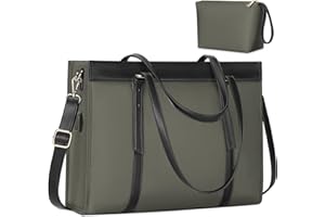 KTMOUW Shopper damska duża torba na laptopa o przekątnej ekranu 15,6", wodoszczelna, biznesowa, do szkoły, na laptopa, ciemnoszary, L, Klasyczny
