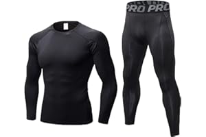 LNFINTDO Mens Thermal Underwear Set Compression Base Layer Set Long Sleeve Top and Long Johns for Workout Skiing Running Hiking