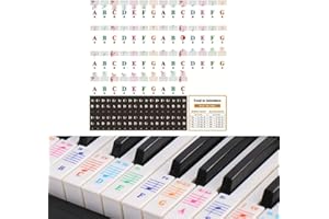 QUUPY Piano Keyboard Stickers for 88/76/61/54/49/37Key Colorful Bigger Letter Thinner Material Transparent Removable Perfect for kids Learning Piano Electronic organ
