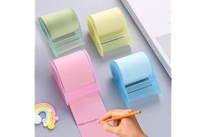 SHOWHEEL 4 Pezzi Note Adesive,Segnapagina Adesivi,Rotolo Sticky Memo,Foglietti Adesivi con Rotolo Dispenser per Note,Foglietti Adesivi,Super Sticky Foglietti Adesivi Rettangolari,per Ufficio e Studio