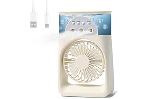 Journeyside Mini Klimaanlage Mobil, 4-in-1 Mobiles Klimagerät, 3 Windgeschwindigkeiten & 2 Feuchtigkeits Modi,90° Drehen,Timer,7 Farben Licht Mini Luftkühler für Zimmer–für Schlafzimmer/Büro/