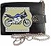 Produktbild YAMAHA FZ6 FAZER Blau Bild auf KLASSEK Marken RFID Herren Geldbörse Portemonnaie Echtes Leder mit Kette Motorrad Bike Zubehör Geschenk mit Metall Box NICHT OFFIZIELLE YAMAHA Produkte