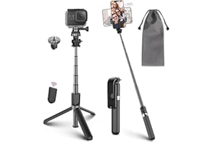 ELECTRIC GIANT Palo Selfie Trípode, Selfie Stick 4 en 1 con Control Remoto Bluetooth, Calidad Aluminio, Rotación para Cámara Deportiva, Gopro, y Viaje, Compatible con Móvil iOS Android (4-6.8 Pulgadas)