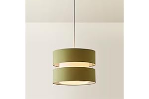 ValueLights | Small Ceiling Light Shade 2 Tier Pendant Drum Lampshade in Olive Green | Lamp Shades, Home Décor & Improvement Essential | 260mm Shade Width