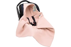 SOLVERA_LTD Einschlagdecke Babyschale aus Waffelstoff für Neugeborenen und Kleinkinder Herbst Winter Baumwolle Baby Decke Kuscheldecke Für Autositx Kinderwagen Buggys z.B. Maxi Cosi 3 Punkt Gurt (Hellrosa)