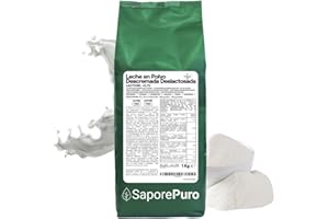 SaporePuro Leche Desnatada en Polvo Sin Lactosa 1 kg – Leche para Consumo Humano | Alta Solubilidad | Ideal para Pasteles, Pan y Helados | Uso Profesional e Industrial | Sin Lactosa | Sin Gluten
