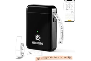 ORGBRO X1 Etiquetadoras, Impresora Térmica de Etiquetas Autoadhesivas Portátil Bluetooth Mini Label Maker Compatible con iOS/Android para Hogar y Oficina - Incluye 1 Rollo de Etiquetas (Negro)