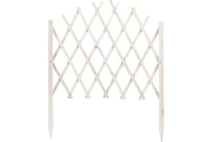 The Secret Home - Celosía Extensible de Madera Blanca - Alto: 65 cm x Largo: 117 cm - Enredadera Horizontal o Vertical - Decoración para Interiores o Exteriores