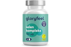 ‎GLORYFEEL Selen 365 tabletek - kompleks seleninu sodu i selenometioniny - wsparcie dla układu odpornościowego i tarczycy* - przebadane laboratoryjnie, 100% wegańskie, wyprodukowane w Niemczech bez dodatków