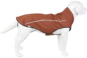 MILE HIGH LIFE Milla de Vida Alta | Chubasquero para Perros | Ropa para Mascotas Ajustable e Impermeable | Chaqueta Impermeable Ligera con Raya Reflectante | Fácil de Poner (Marrón, L)