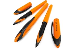 Uni-Ball AIR Micro - Penna roller fine 0,5 mm, inchiostro blu, fusto arancione, confezione da 3