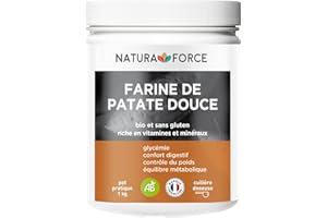 NATURAFORCE NATURA FORCE NATURA-FORCE NATURA FORCE - Farine de Patate Douce - 100% Bio - Sans Gluten et Sans OGM - Agriculture Biologique - Index Glycémique Faible - Idéale pour vos crêpes et gâteaux - Pot de 1 kg