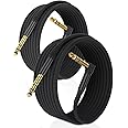 RUXELY 6.35mm TRS Instrument Cable 3M 2-Pack,Right Angle 90 Degree 1/4 Inch Male Jack Stereo Audio Cord,6.35 Balanced Line Lead for Electric Guitar,Bass,Keyboard,Mixer,Amplifier/AMP,Speaker,Equalizer
