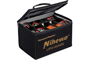 NIHEWO Lipo Safe Bag Feuerfeste, explosionssichere Tasche, Organizer, große Kapazität, Lipo Guard Safe Pouch für Lipo Batterie, Lagerung & Transport & Aufladen mit robustem Griff und Netztasche