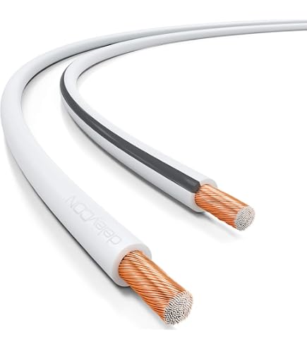 Lumonic Cable De Altavoz 2x0.75mm² CCA – 10m Blanco Para HiFi Y Cine En Casa