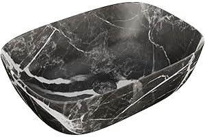 LEMONBATH - Lavabo de Cerámica Ovalado Negro - Medidas 46 x 32,5 x 13,5 cm - Lavabo sobre Encimera - Lavabo para Mueble de Baño con Válvula - Ideal sobre Encimera de Mueble Baño - Lavamanos