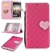 Produktbild Lonchee Huawei Mate 9 Wallet Tasche Brieftasche Schutzhülle,Liebesschnalle Farbabstimmung Design Hochwertige PU Leder Folio Tasche Case Hülle im Bookstyle mit Standfunktion Kredit Kartenfächer Abnehmbare Handschlaufe(Rose Rot)