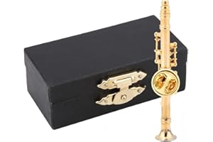NATUDECO Broche de Clarinete Chapado En Oro de Instrumento de Latón - Pin de Solapa Con Caja de Regalo