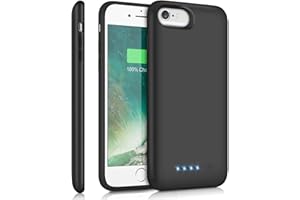 Trswyop Akku Hülle für iPhone 8/7/6/6s/SE 2020,【6000mAh Hohe Kapazität】 Zusatzakku Ladehülle Handyhülle Tragbare Power Bank Akku Battery Case Akkuhülle für iPhone 7/6s/6/8 [4,7 Zoll] - Schwarz