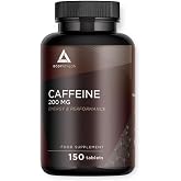 Caffeine Anhydrous 200mg| 150 Pure Caffeine Pills | Energy &amp; Focus| Improve Your Sports &amp; Mental Performance| Pre Workout| Ve