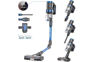 Vistefly V12 Flex Aspirateur Balai sans Fil, 40KPa Aspirateur sans Fil Puissant avec écran Tactile, 60 Mins Autonomie, Tube Pliable, Détection Poussière pour Tapis, Poils Animaux, Sol Dur et Voiture