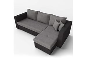 ‎VITALISPA VitaliSpa Sofa L Form, Schwarz/Grau, 224 x 144 cm