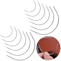 21 Pièces Aiguilles Courbé Outils,Aiguille Courbe,Toile Aiguilles,Aiguilles Courbées à Coudre Main,Aiguilles à Coudre Incurvées,Epingles à Perruque En Forme De C,Pour La Couture,Réparation Tapis,Cuir