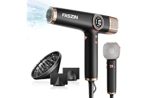 Faszin Secador de Pelo Profesional, Secador Rápido Ligero, Motor 110,000 RPM, Secador Pelo Iónico de 200 Millones para Mujeres y Hombres, Silencioso con 3 Boquillas Magnéticas