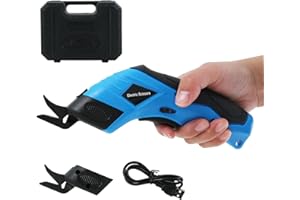 CUPEOHOME Cordless Electric Scissors with 2 Cutting Blades, 4V Rechargeable Fabric Cutter with Safety Lock, Portable Electric Rotary Cutter for Cutting Fabric, Cardboard, Leather, Carpet