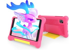 Hakaug Kid Tablet 7 inch Android 13 Quad Core 5 GB RAM 32 GB ROM 128 GB Extendable 1024x600 IPS Display Parental Control Protable Tablets PC for Kids with Dual Camera Shockproof Case (Pink)