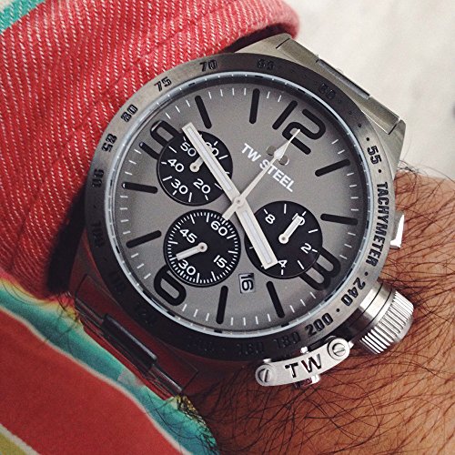 TW Steel Men's Quartz Watch with Black Dial Analogue Display and Black Stainless Steel Plated Bracelet CB211