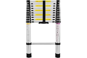 UISEBRT Scala Telescopica in alluminio 3.2M pieghevole multifunzione antiscivolo Allungabile Scaletta, Carico Massimo 150 kg