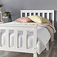XEO HOME White 3ft Single Wooden Bed Frame With Mattress Solid Pine Wood Furniture Stylish Finished Headboard High Foot End for Adults Kids Teenagers (3ft Single bed Frame With Mattress)