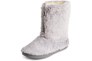 Polar Womens Memory Foam Zipper Faux Fur Covered Rubber Sole Indoor Outdoor Cosy Luxury Boot Slippers