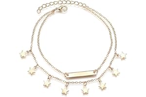 GENERIC PULABO Squisiti accessori per cavigliera con ciondolo a stella a cinque punte a catena a doppio strato per donna ragazza squisito