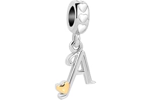 MiniJewelry Women A to Z Letters Initials Charms for Bracelets Necklaces Girls Name Alphabet with Love Heart Pendant Crystal Clear CZ