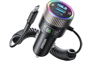 JOYROOM 5.4 Samochodowy Bluetooth 60 W [PD 30W i cewka kablowa typu C 30W] Nadajnik FM Bluetooth Odtwarzacz muzyki bez użycia rąk Stojak na połączenia USB