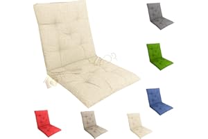 Home Tresor - Cuscino Sedia Cucina con Schienale | Cuscino Imbottito da Giardino Sedie Reclinabili e Poltrone, con Laccetti e Elastico Fissaggio, Coprisedia Schienale Basso Made in Italy (Panna, 1)
