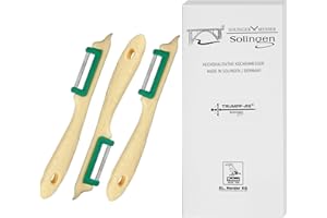 Trumpf-As 3er Set Solinger Spargelschäler – Edelstahl, extrem scharf, für Rechts- & Linkshänder, rostfrei, Sparschäler, Gemüseschäler, Original Made in Germany/Solingen